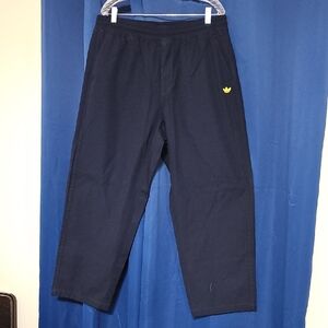 Adidas Men's Dark Blue Joggers with Gold Logo